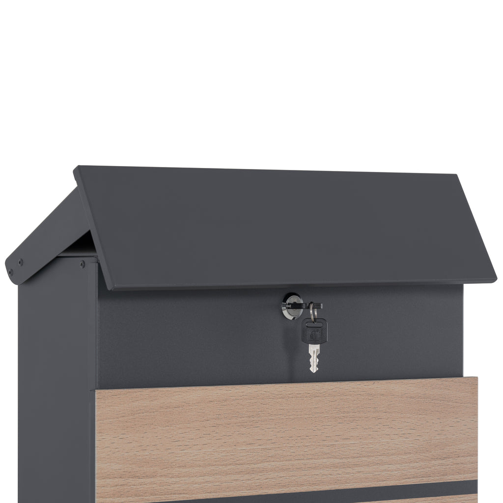 Mailbox, anthracite RAL7016, including newspaper compartment