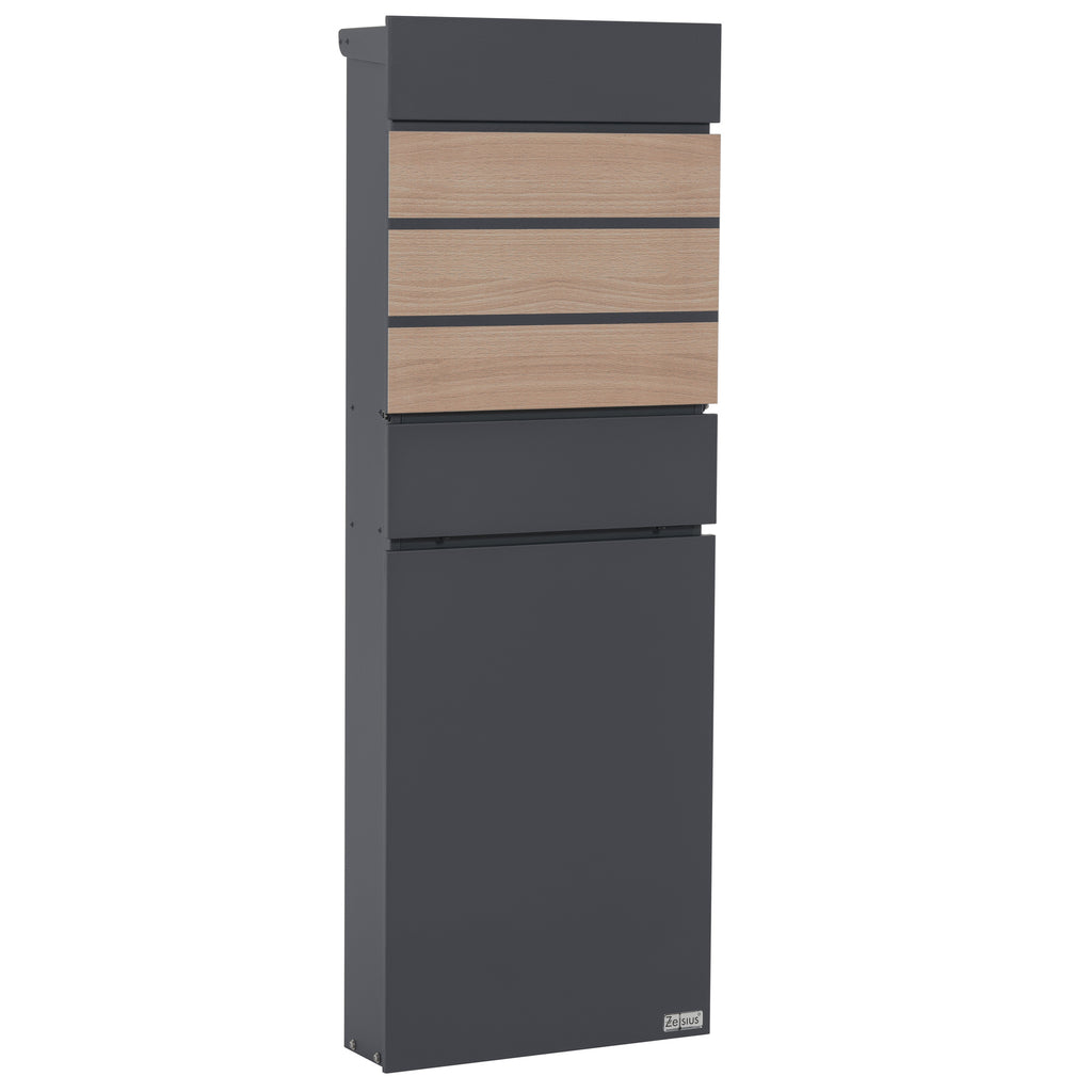 Boîte aux lettres, anthracite RAL 7016, avec compartiment journal