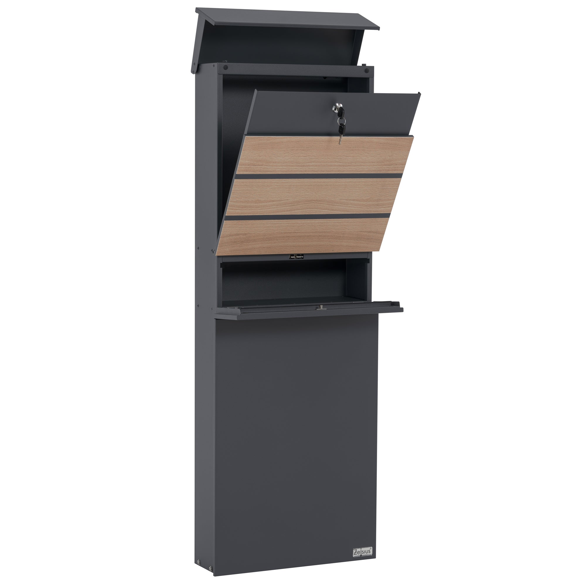 Mailbox, anthracite RAL7016, including newspaper compartment