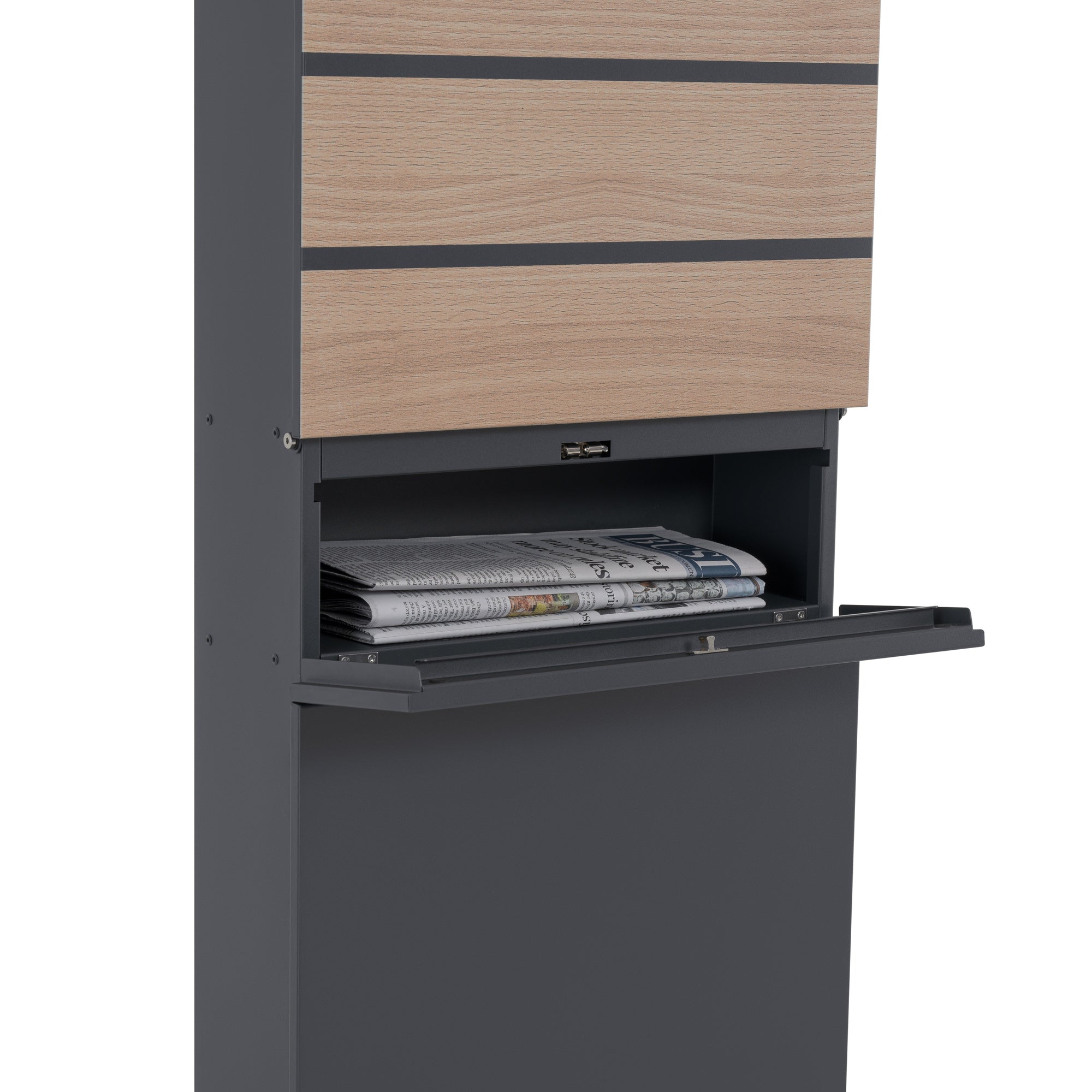 Mailbox, anthracite RAL7016, including newspaper compartment