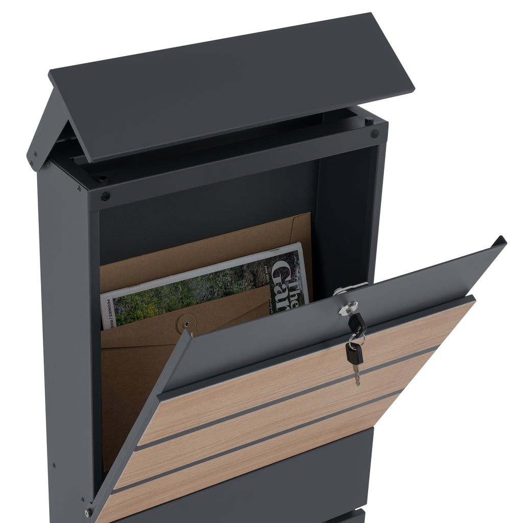 Mailbox, anthracite RAL7016, including newspaper compartment