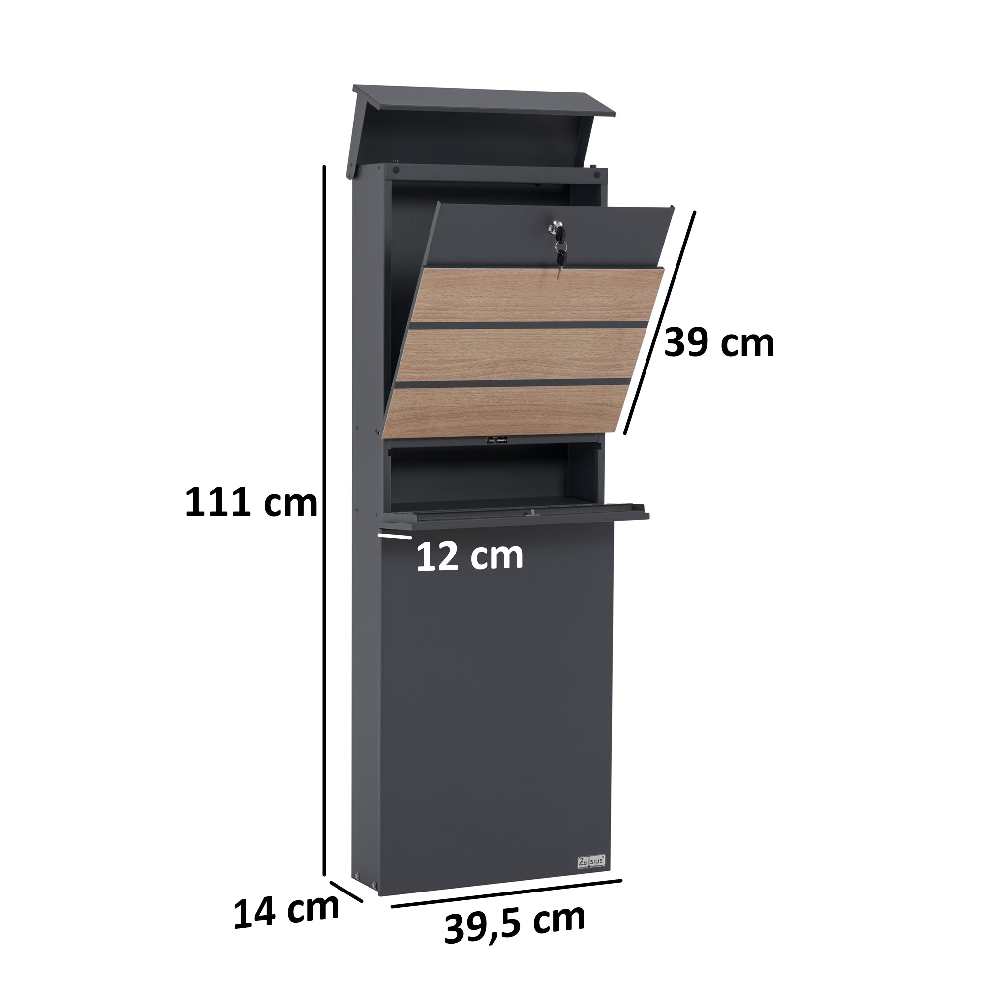 Mailbox, anthracite RAL7016, including newspaper compartment