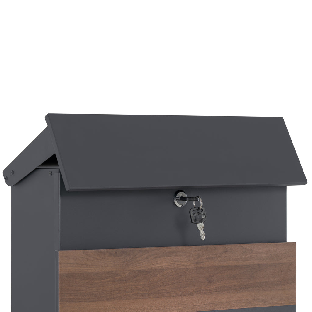 Mailbox, anthracite RAL7016, including newspaper compartment