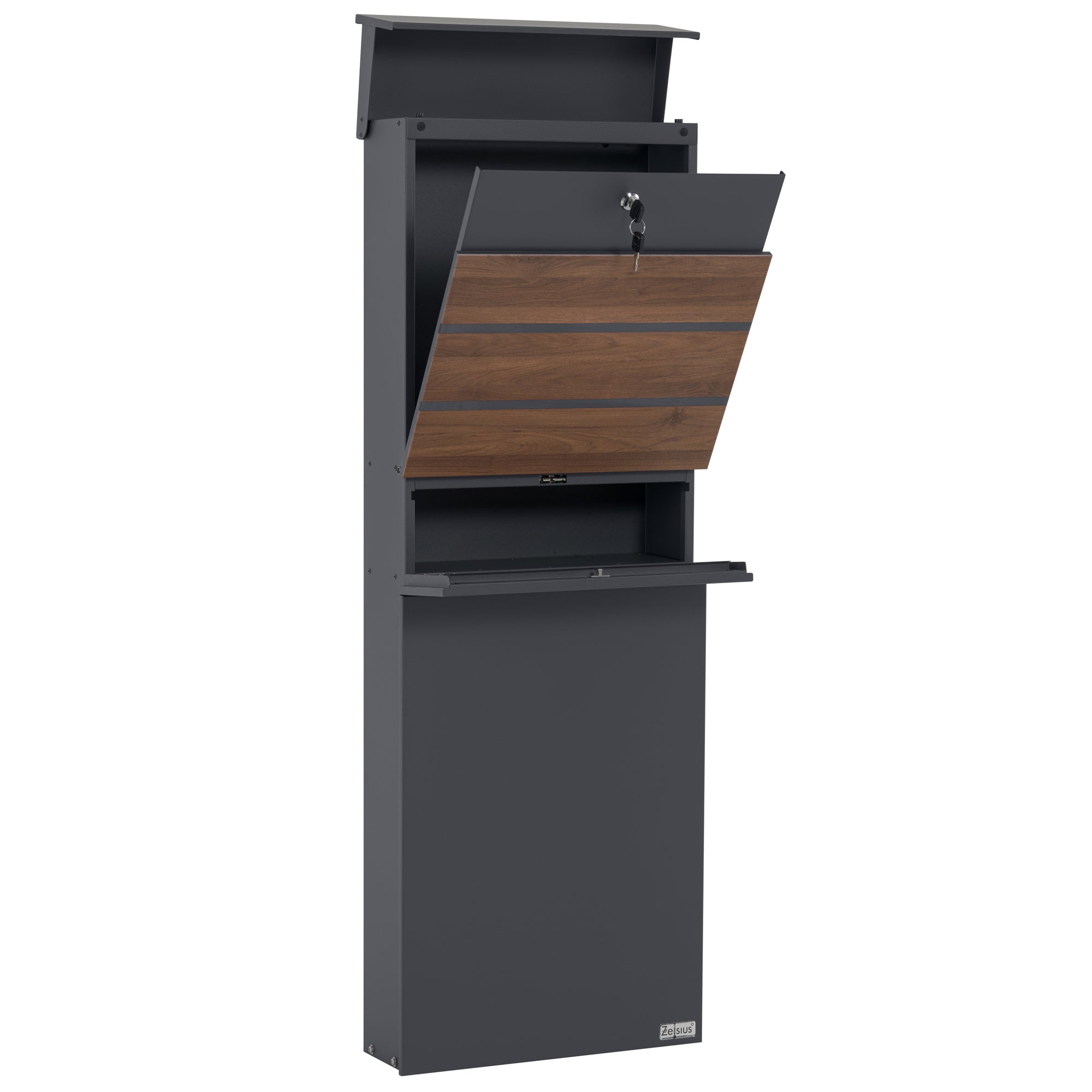 Mailbox, anthracite RAL7016, including newspaper compartment