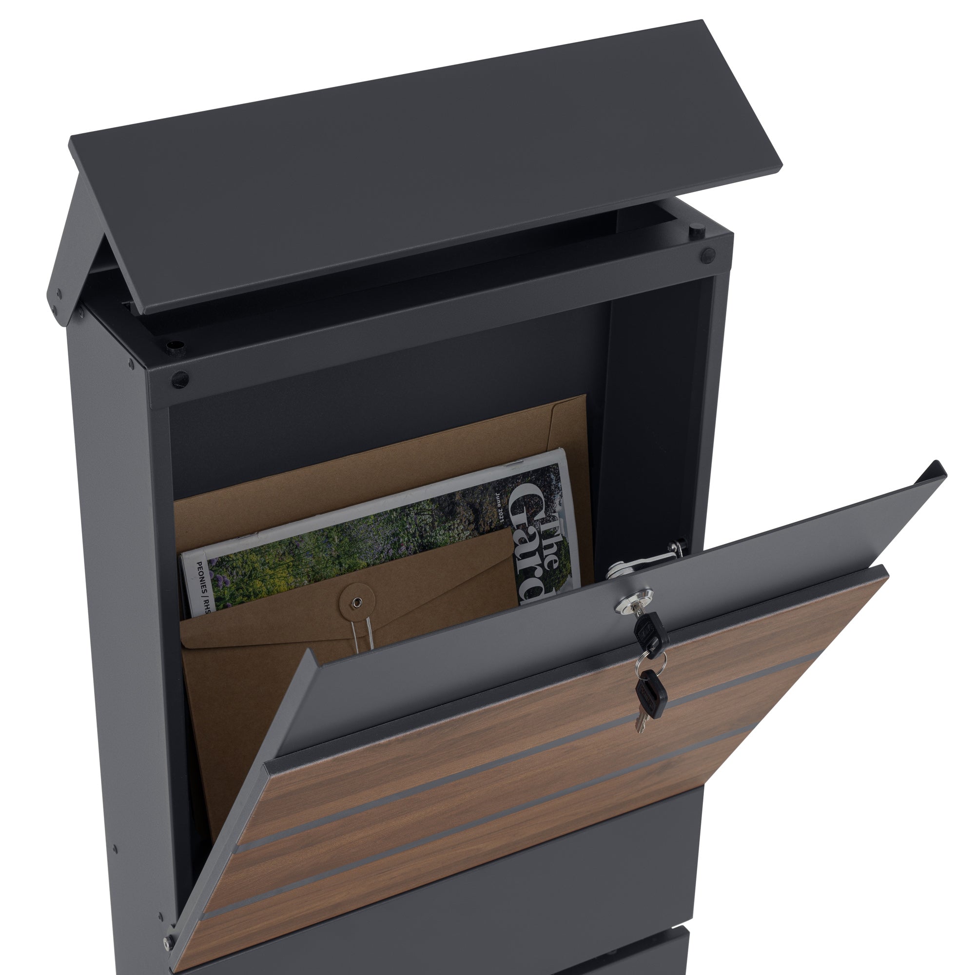 Mailbox, anthracite RAL7016, including newspaper compartment