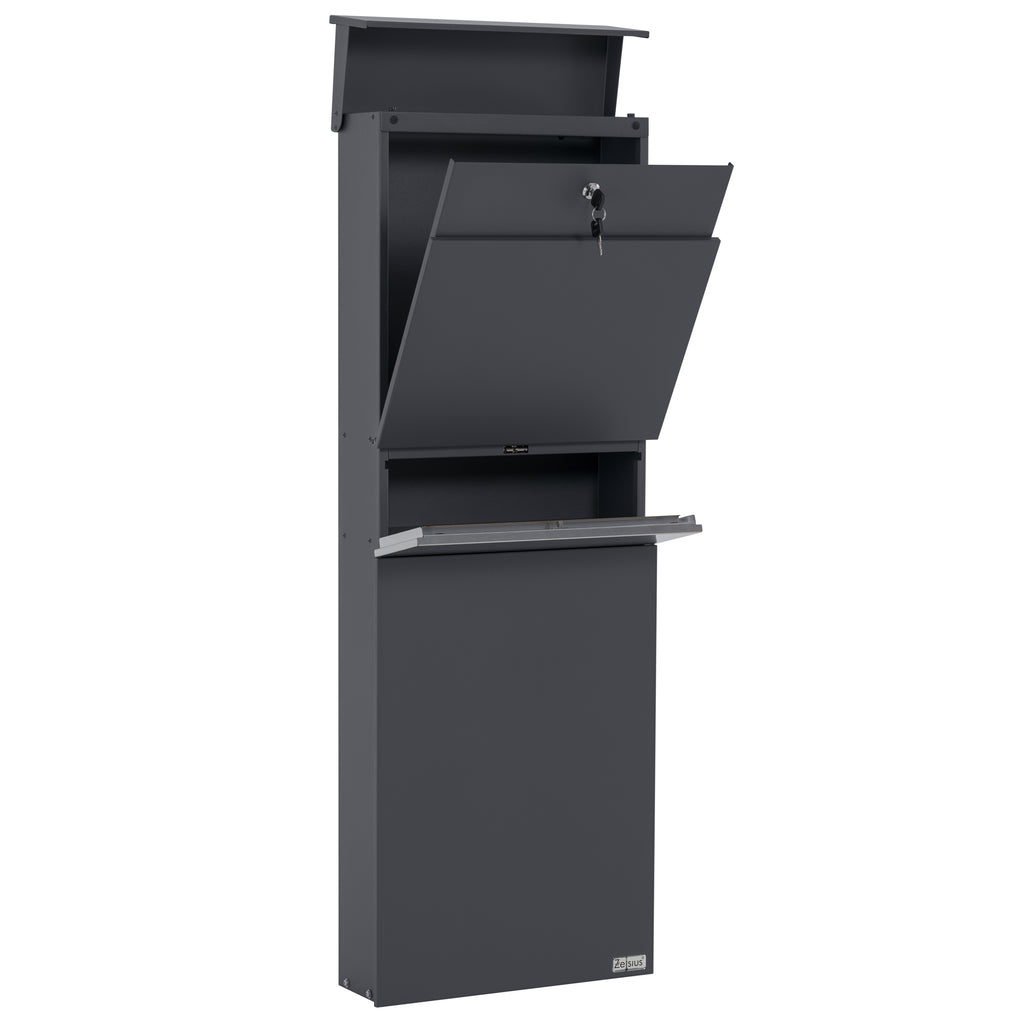 Mailbox, anthracite RAL7016, including newspaper compartment