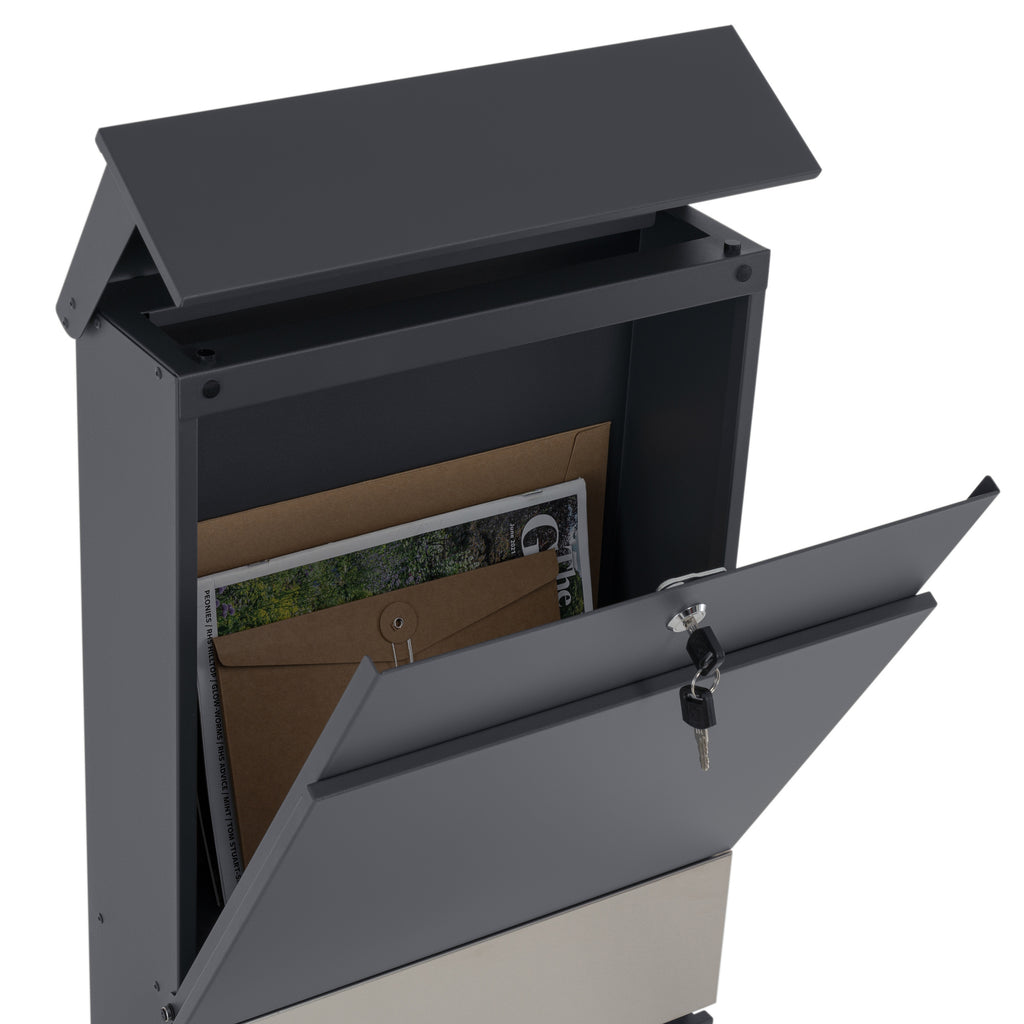 Mailbox, anthracite RAL7016, including newspaper compartment