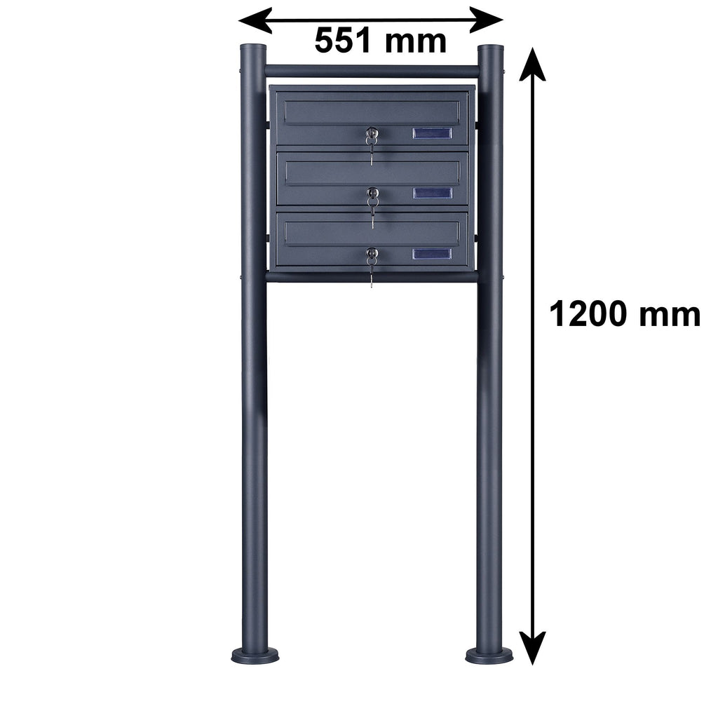 Freestanding mailbox system, anthracite powder-coated