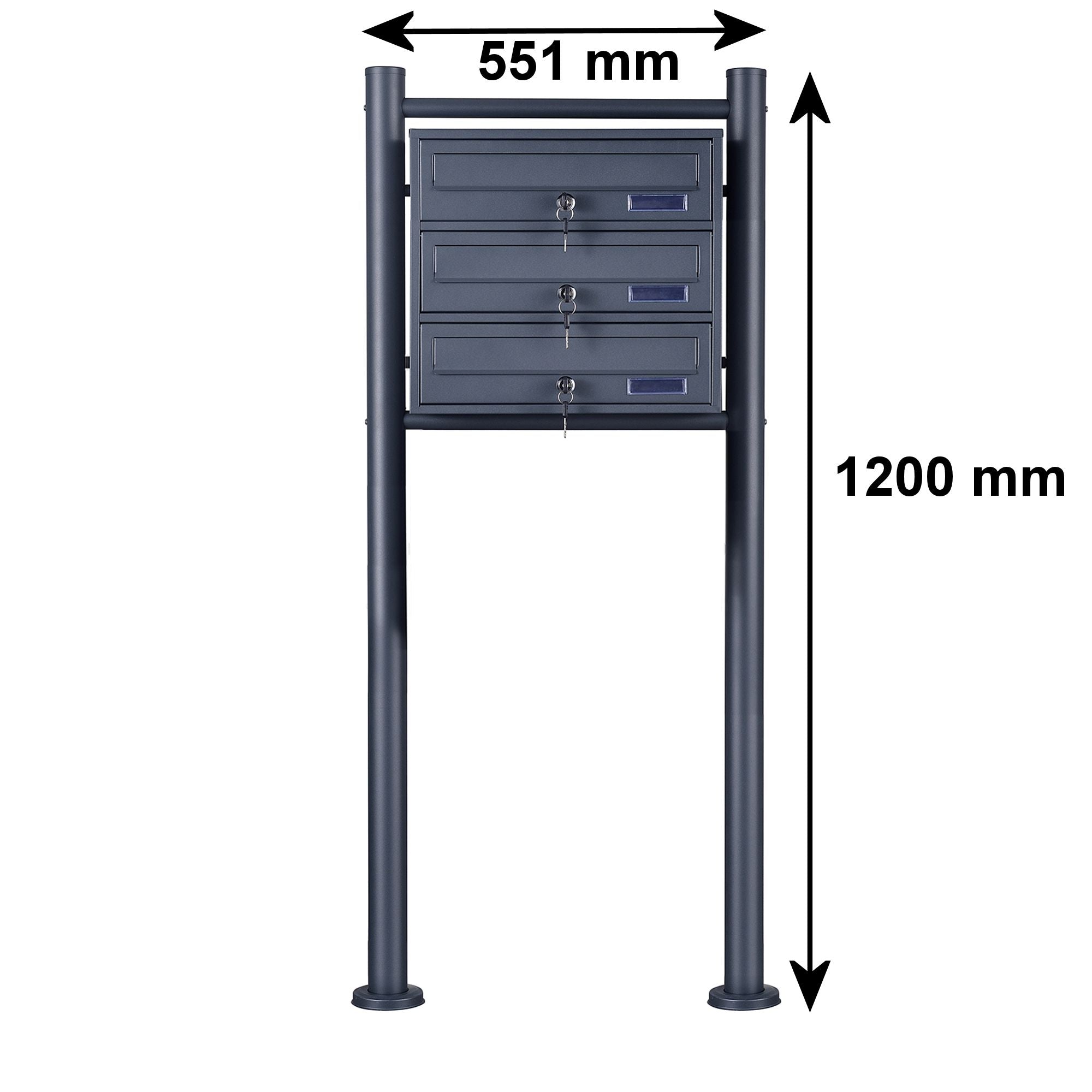 Freestanding mailbox system, anthracite powder-coated