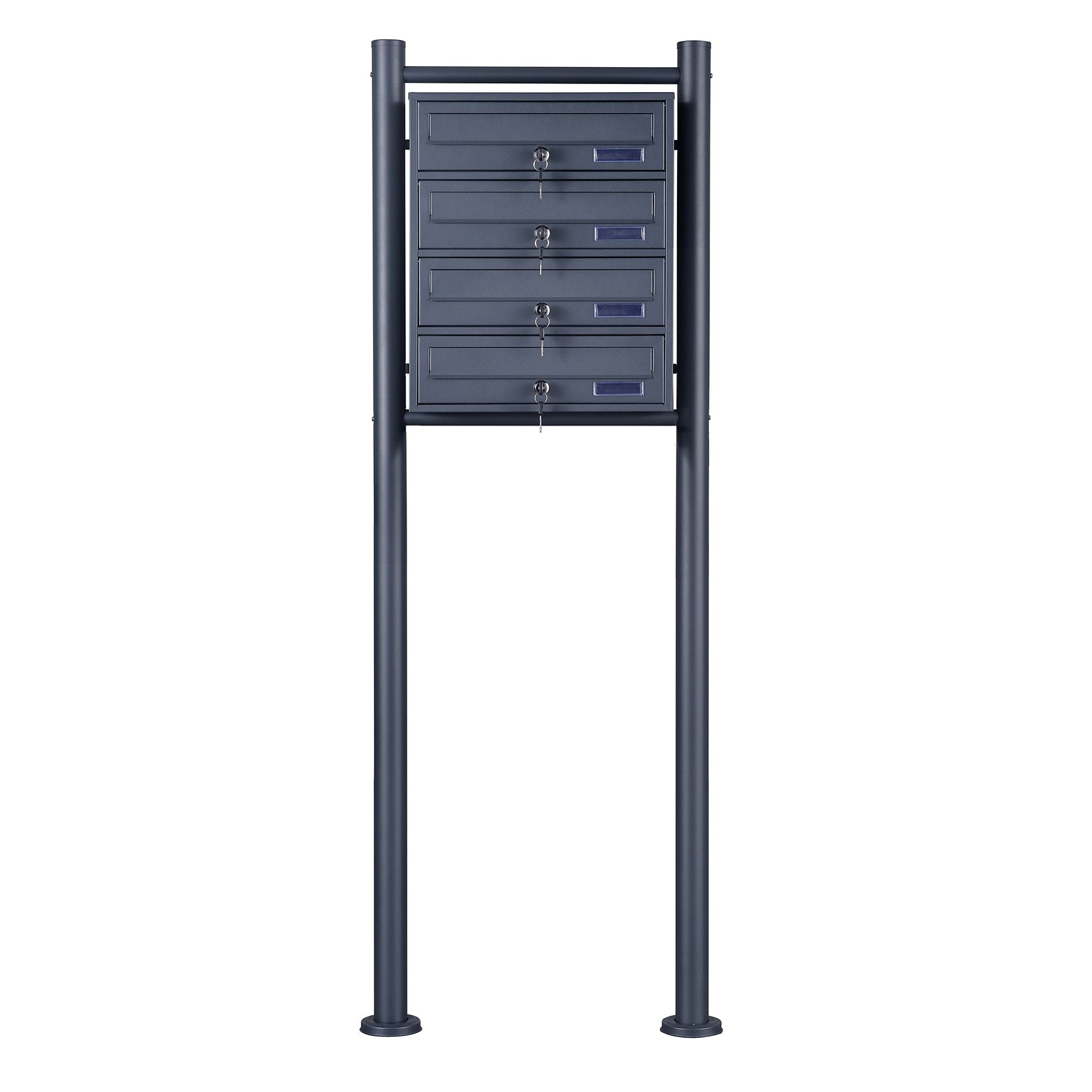 Système de boîte aux lettres autoportant, revêtement en poudre anthracite