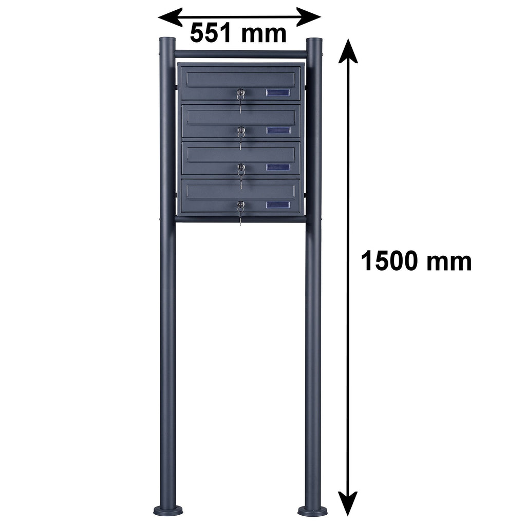 Freestanding mailbox system, anthracite powder-coated