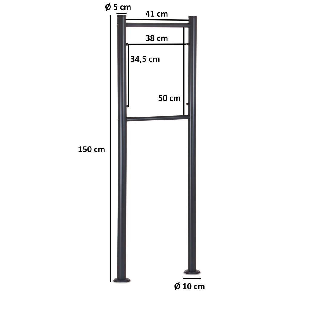 Mailbox stand, steel, anthracite RAL 7016, freestanding