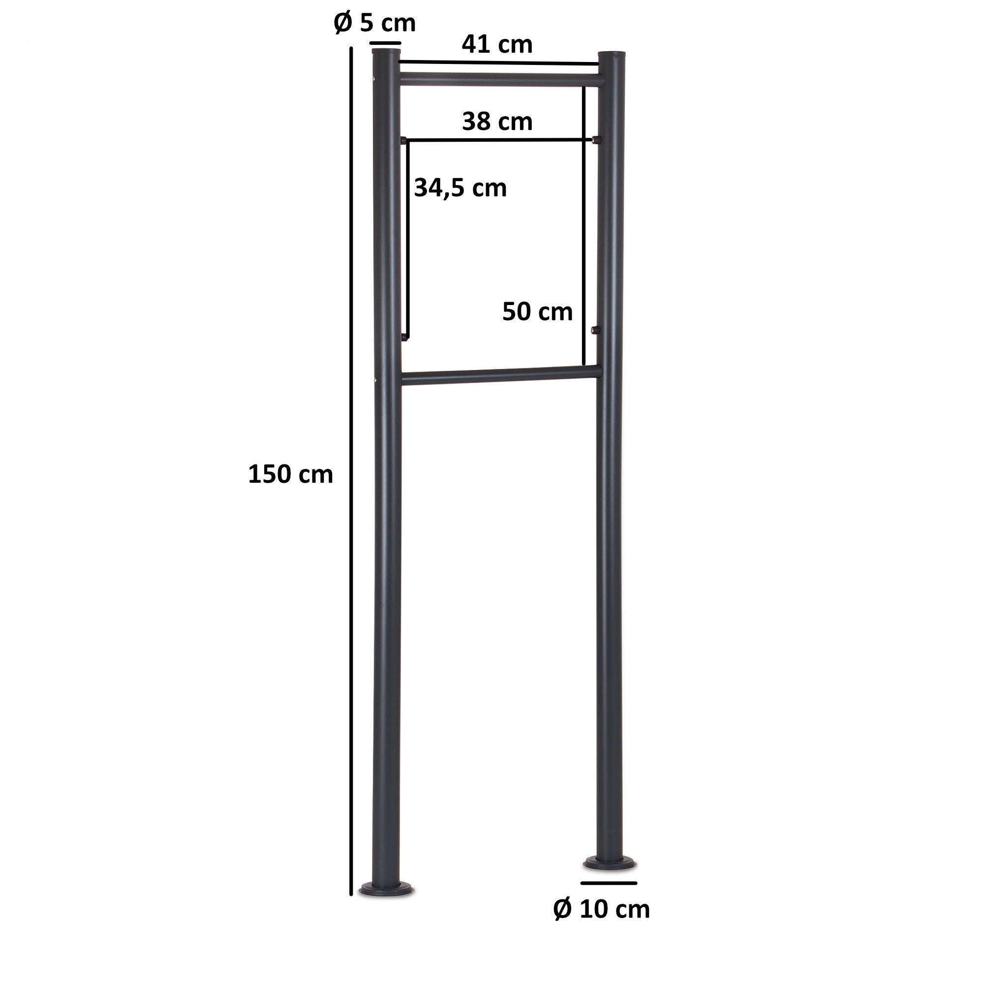 Mailbox stand, steel, anthracite RAL 7016, freestanding