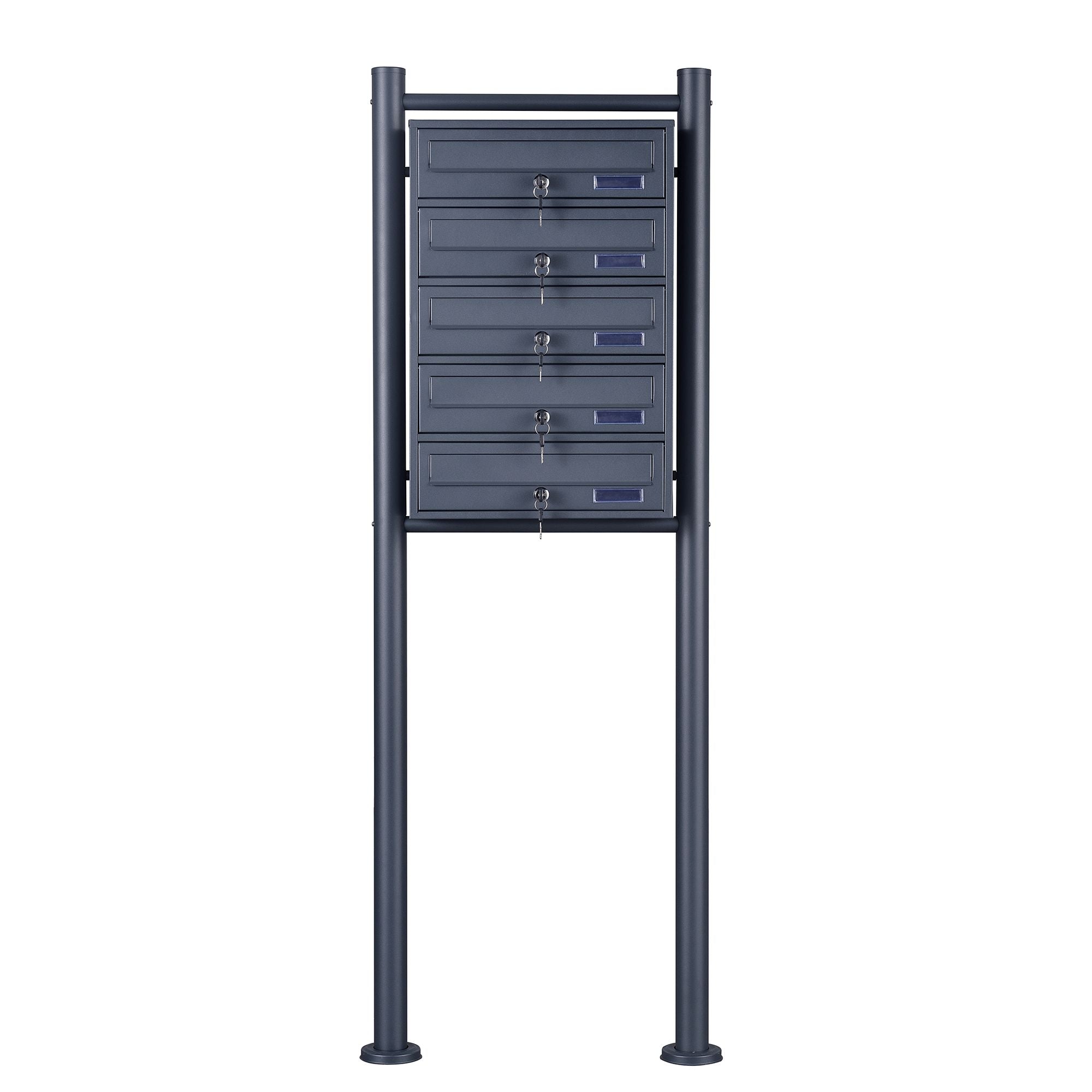Système de boîte aux lettres autoportant, revêtement en poudre anthracite