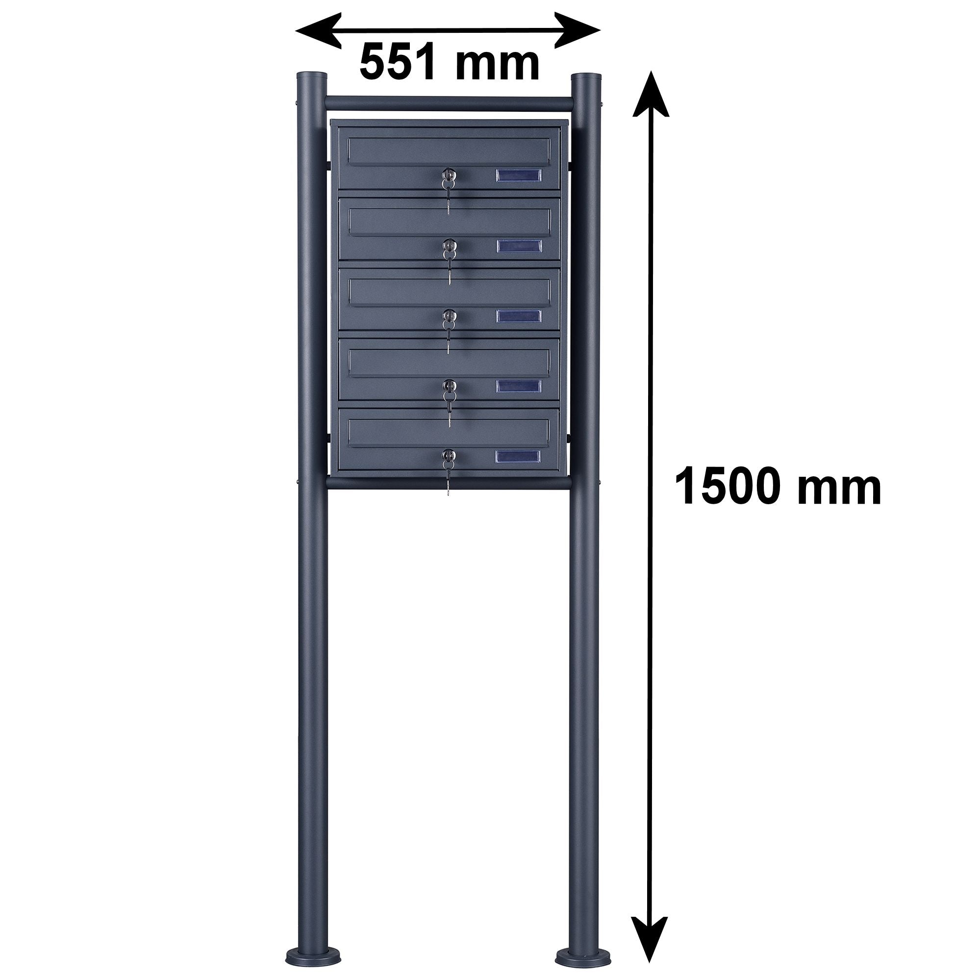 Freestanding mailbox system, anthracite powder-coated