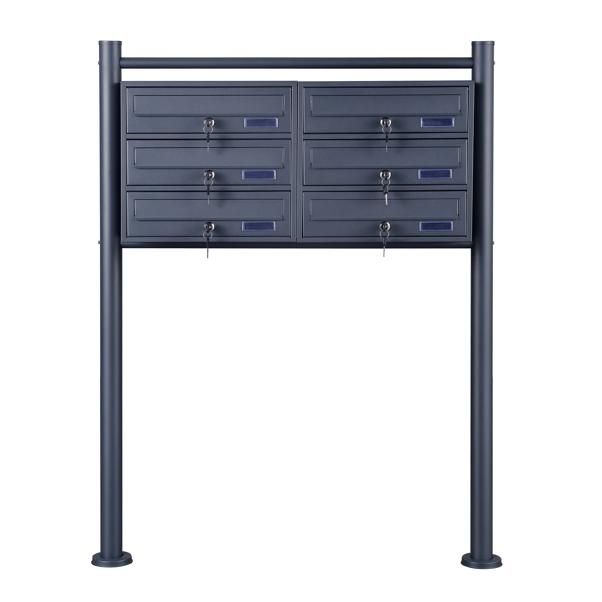 Système de boîte aux lettres autoportant, revêtement en poudre anthracite