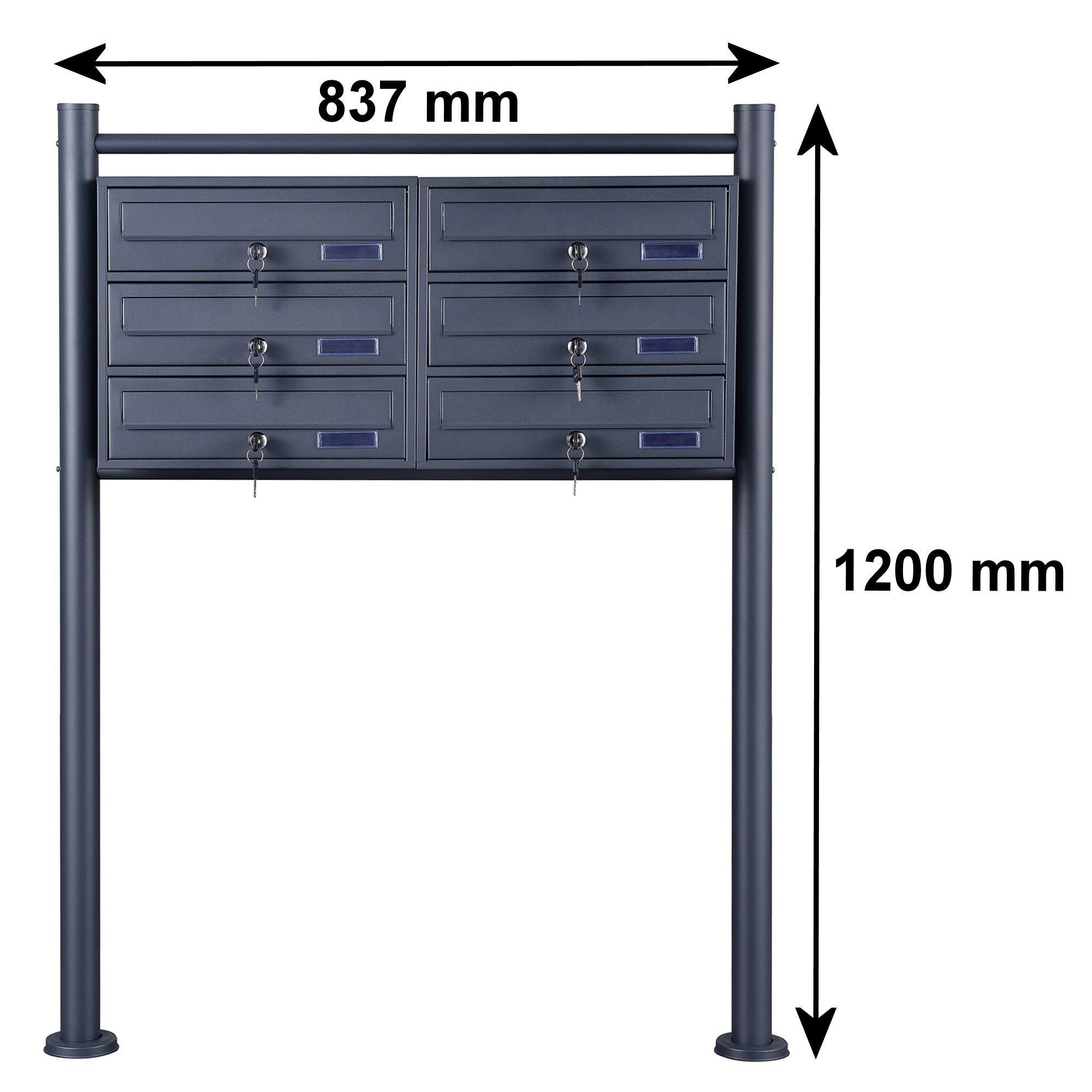 Freestanding mailbox system, anthracite powder-coated