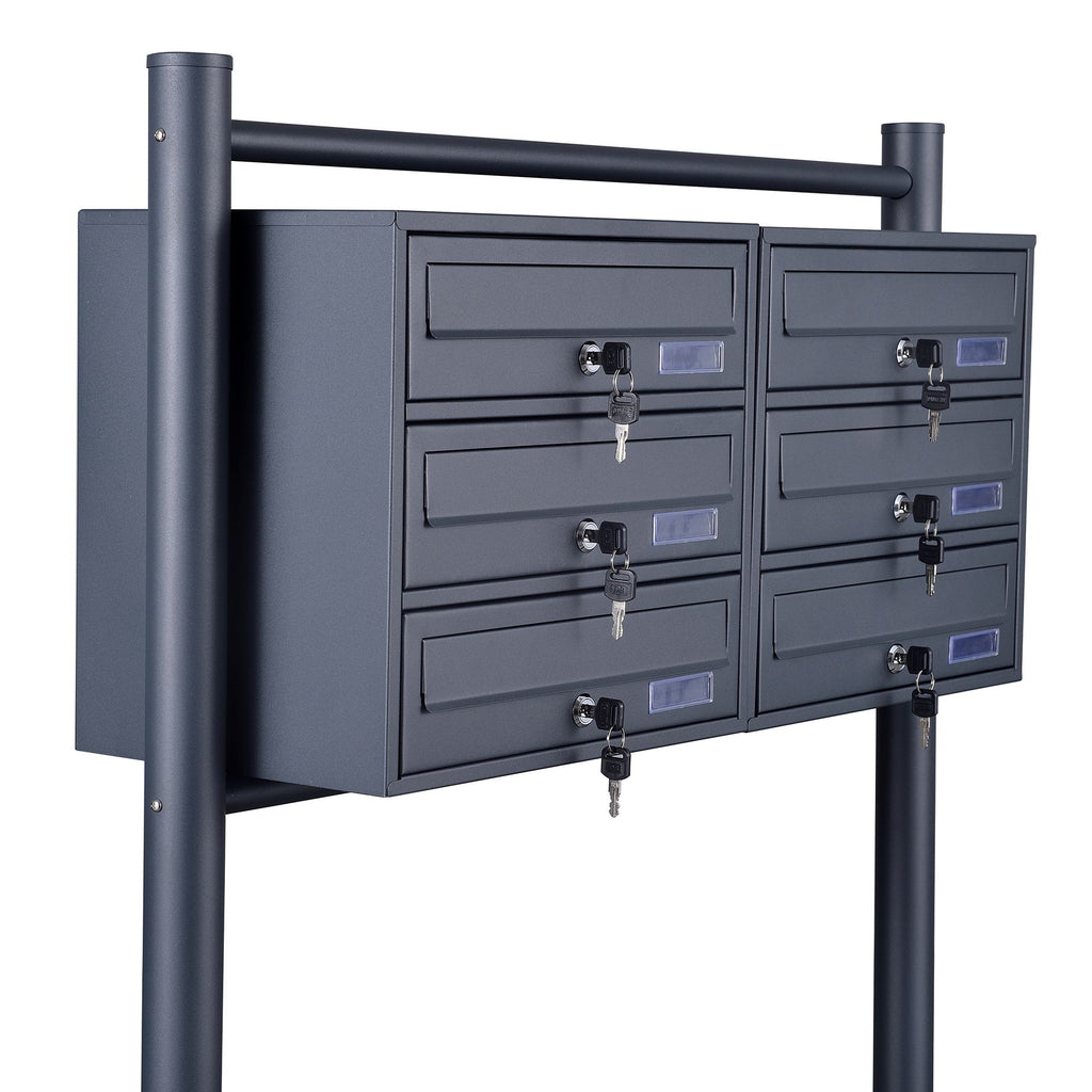 Freestanding mailbox system, anthracite powder-coated