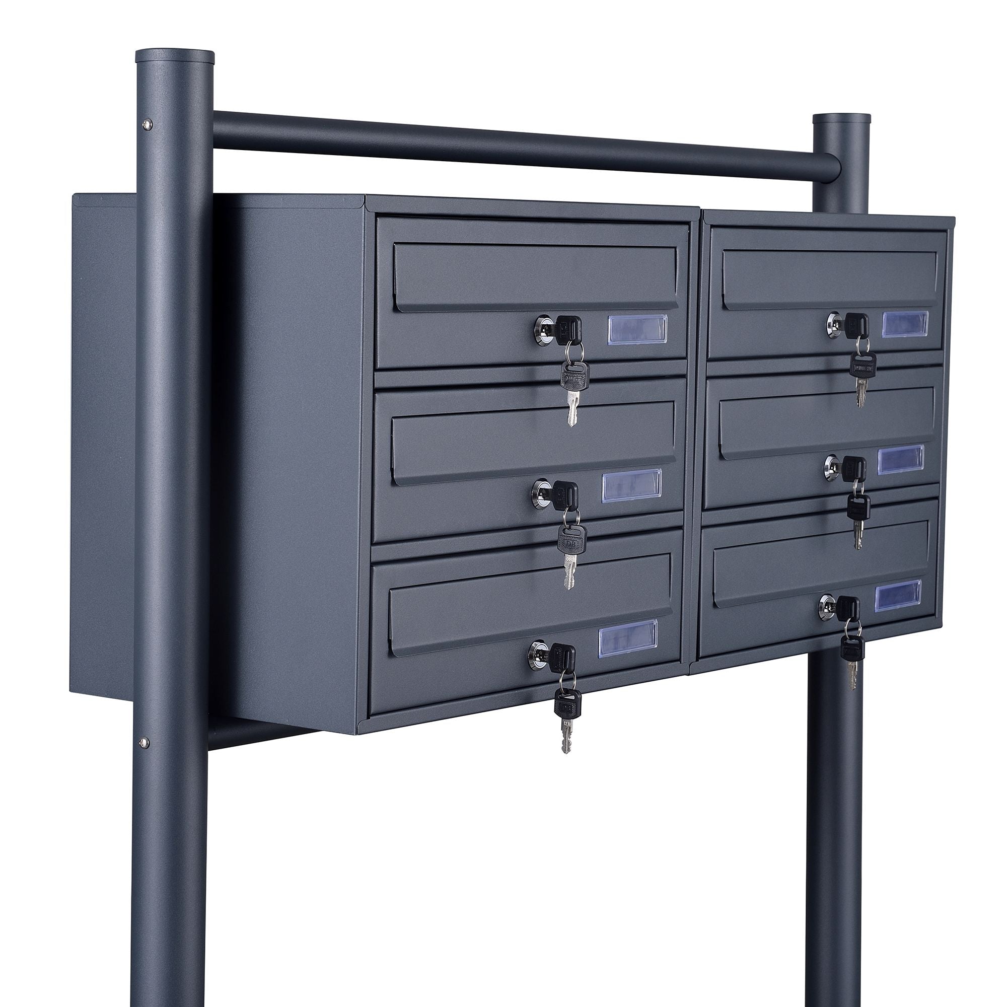 Freestanding mailbox system, anthracite powder-coated