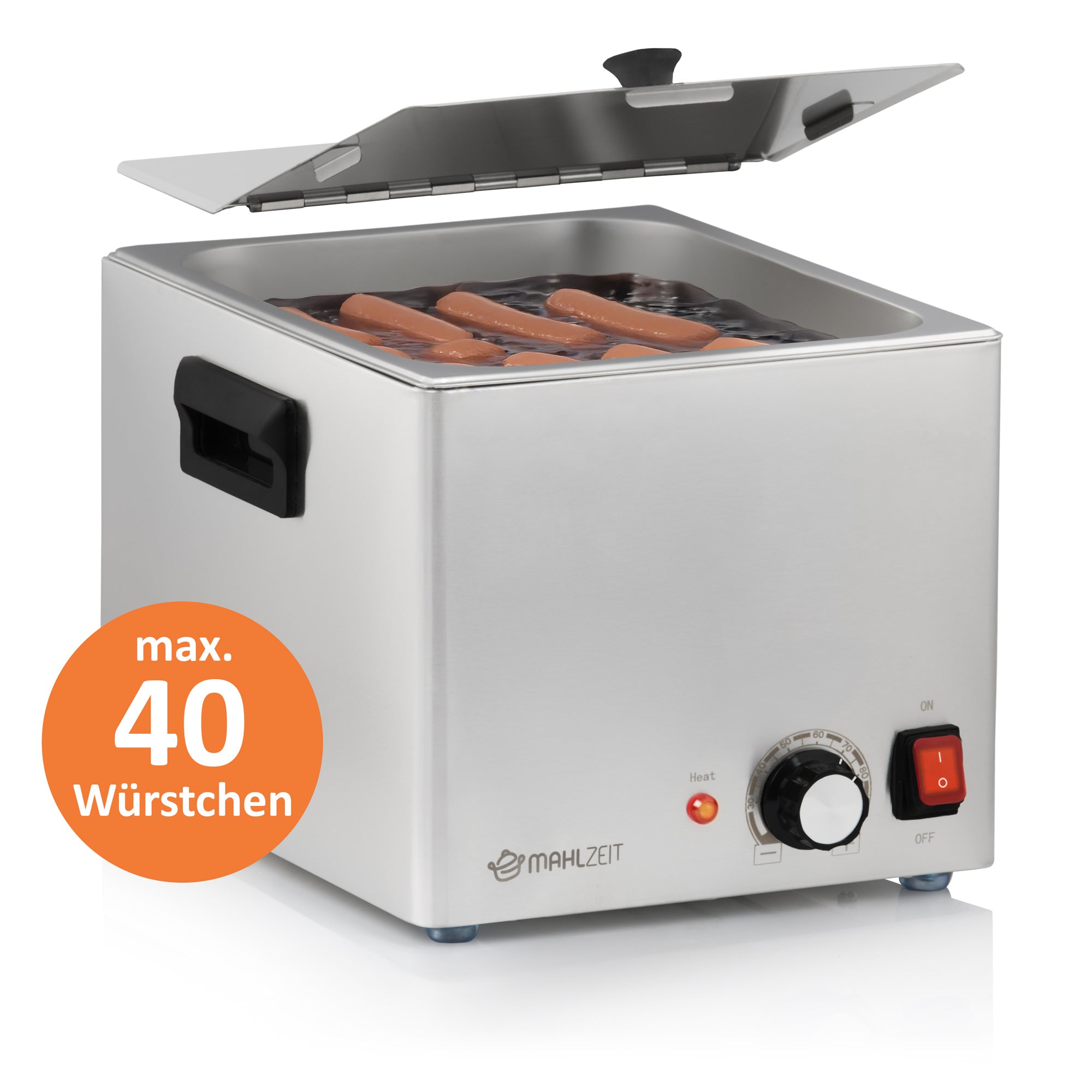 Chauffe-saucisses, 6 litres, acier inoxydable, électrique 1200 W