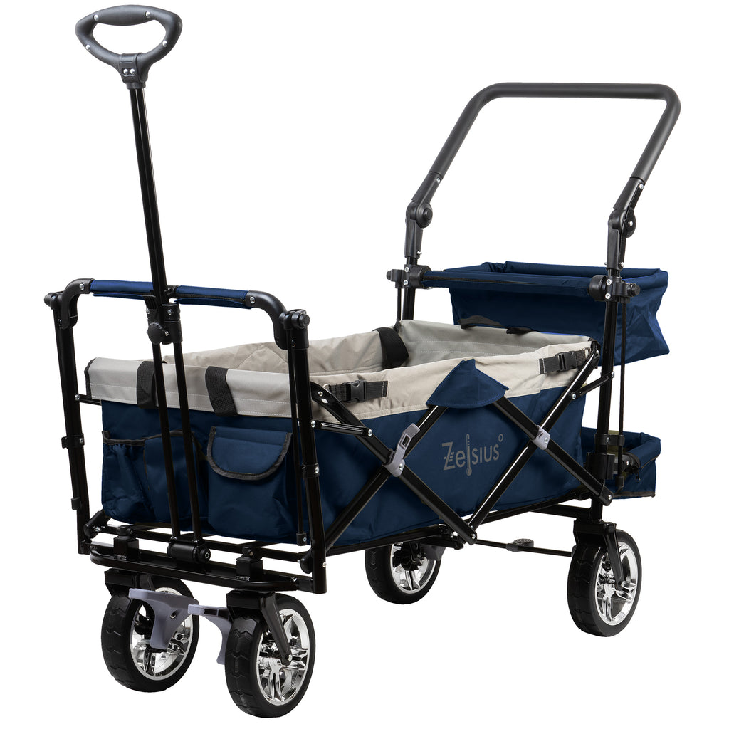 Chariot pliable, comprenant un système de harnais et une capote