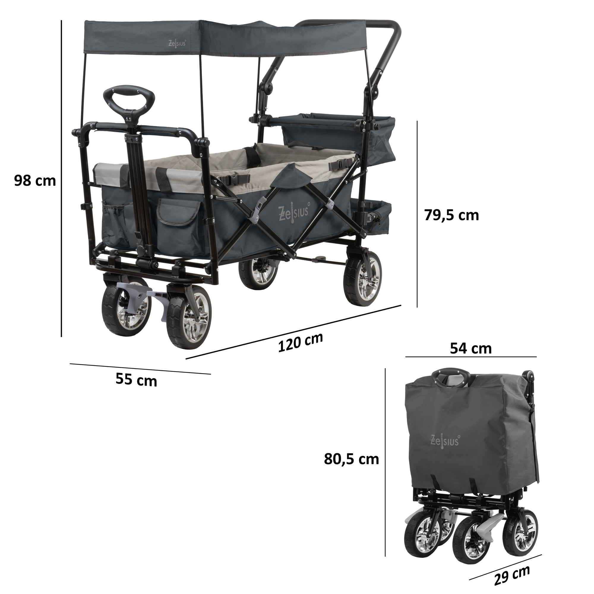 Chariot pliable, comprenant un système de harnais et une capote