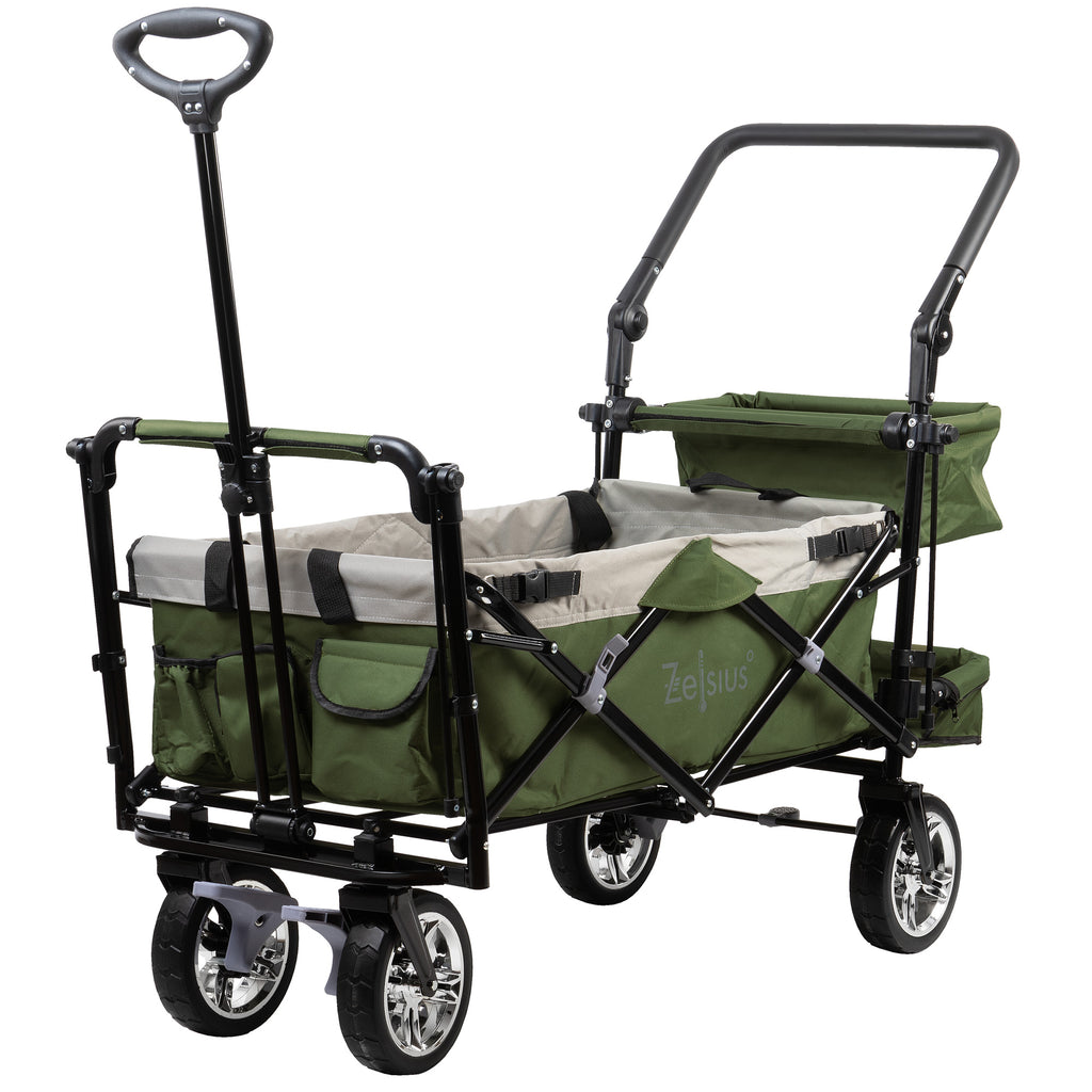 Chariot pliable, comprenant un système de harnais et une capote