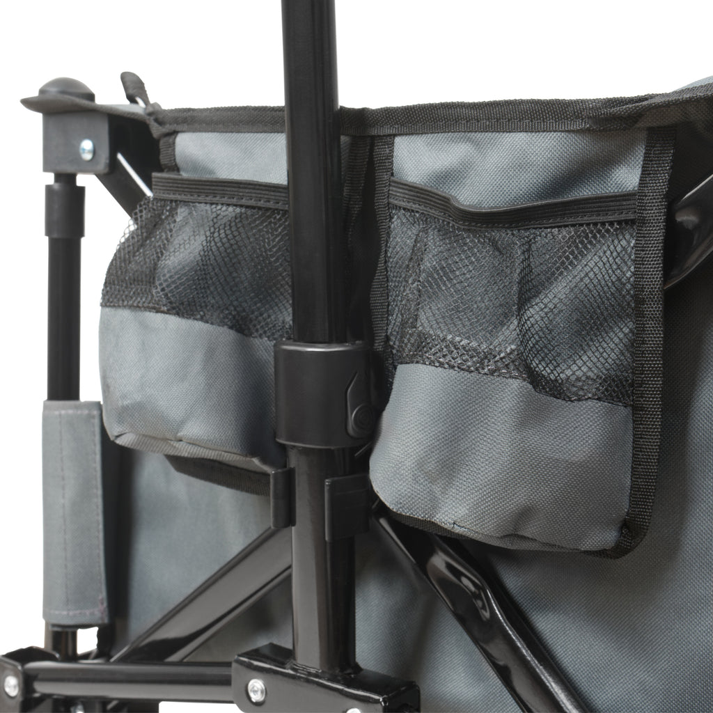 Chariot pliant gris, avec système de sangles, sans capote