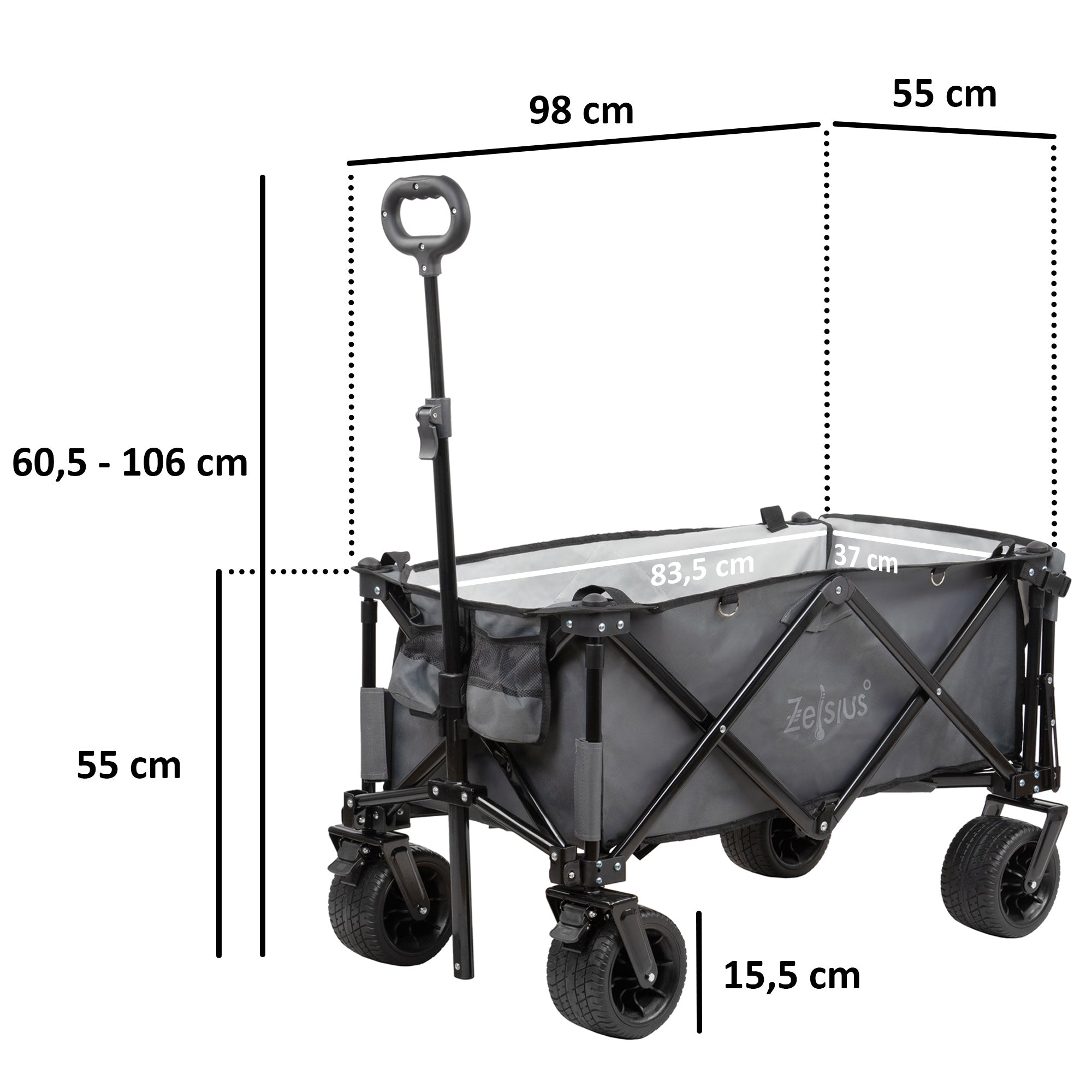 Folding wagon, grey, including strap system, without canopy