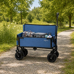 Bollerwagen mit Sitzfunktion, belastbar bis 150 kg, Blau