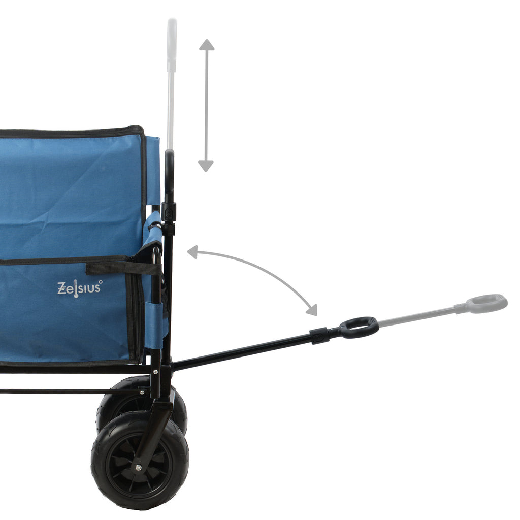 Bollerwagen mit Sitzfunktion, belastbar bis 150 kg, Blau