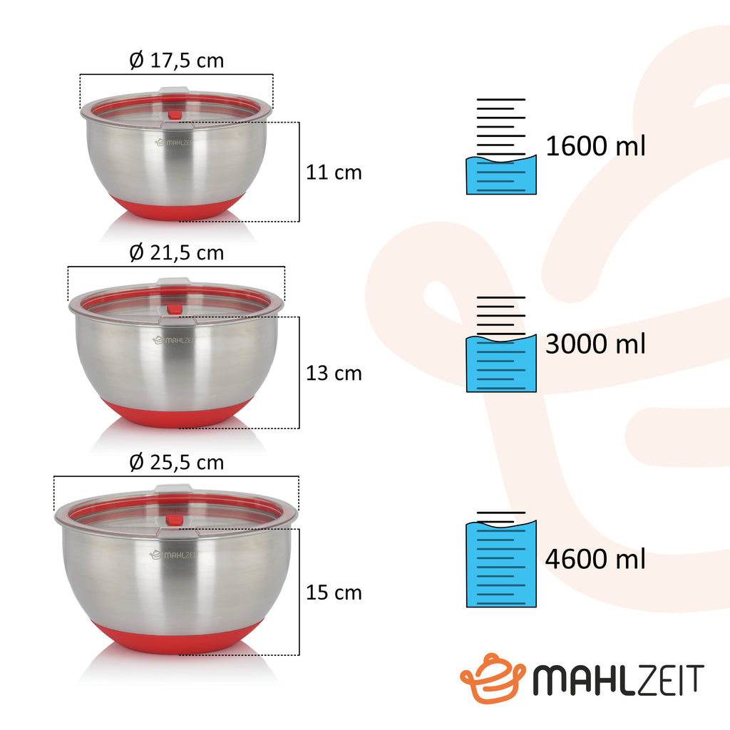Ensemble de 3 bols en acier inoxydable, couvercles inclus