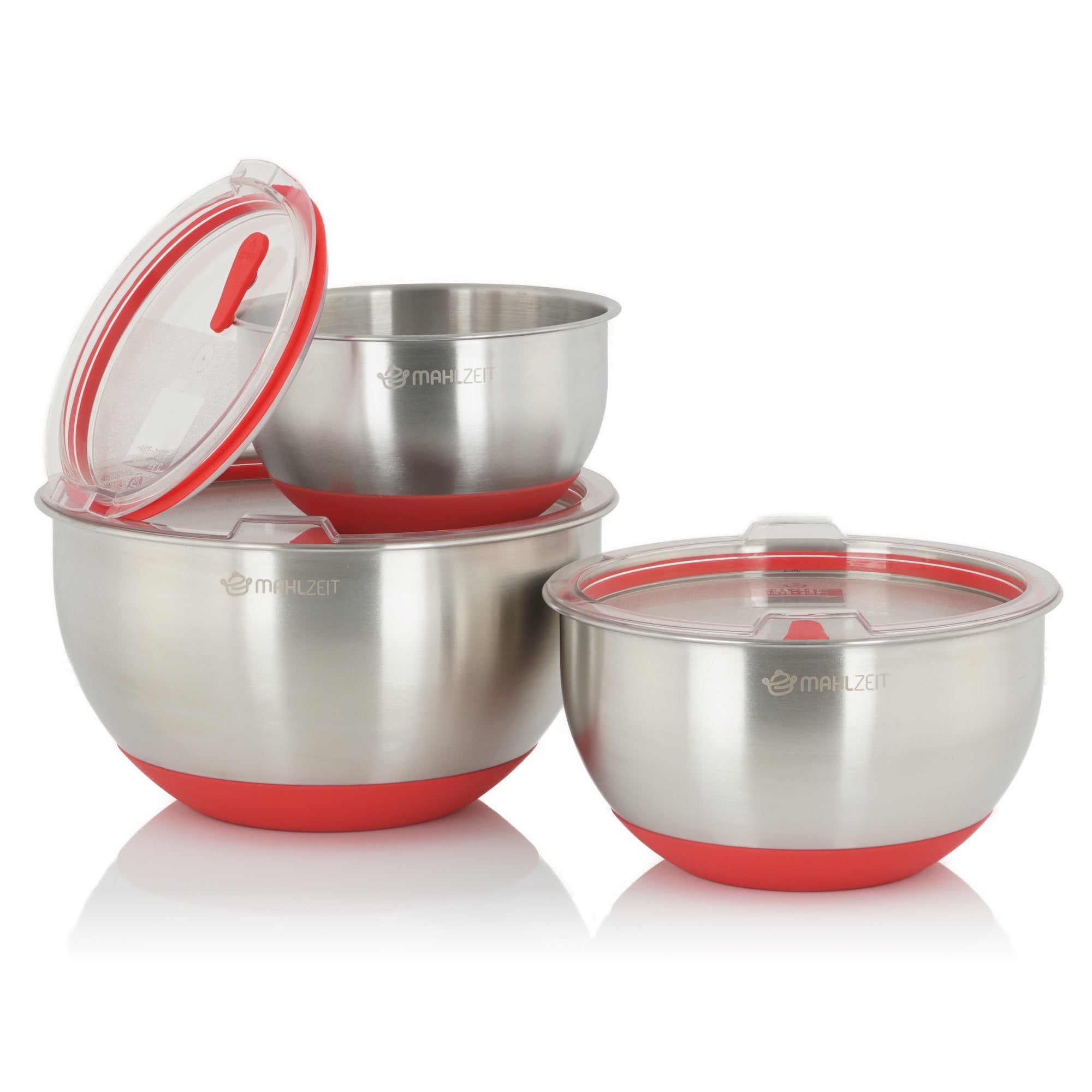 Ensemble de 3 bols en acier inoxydable, couvercles inclus