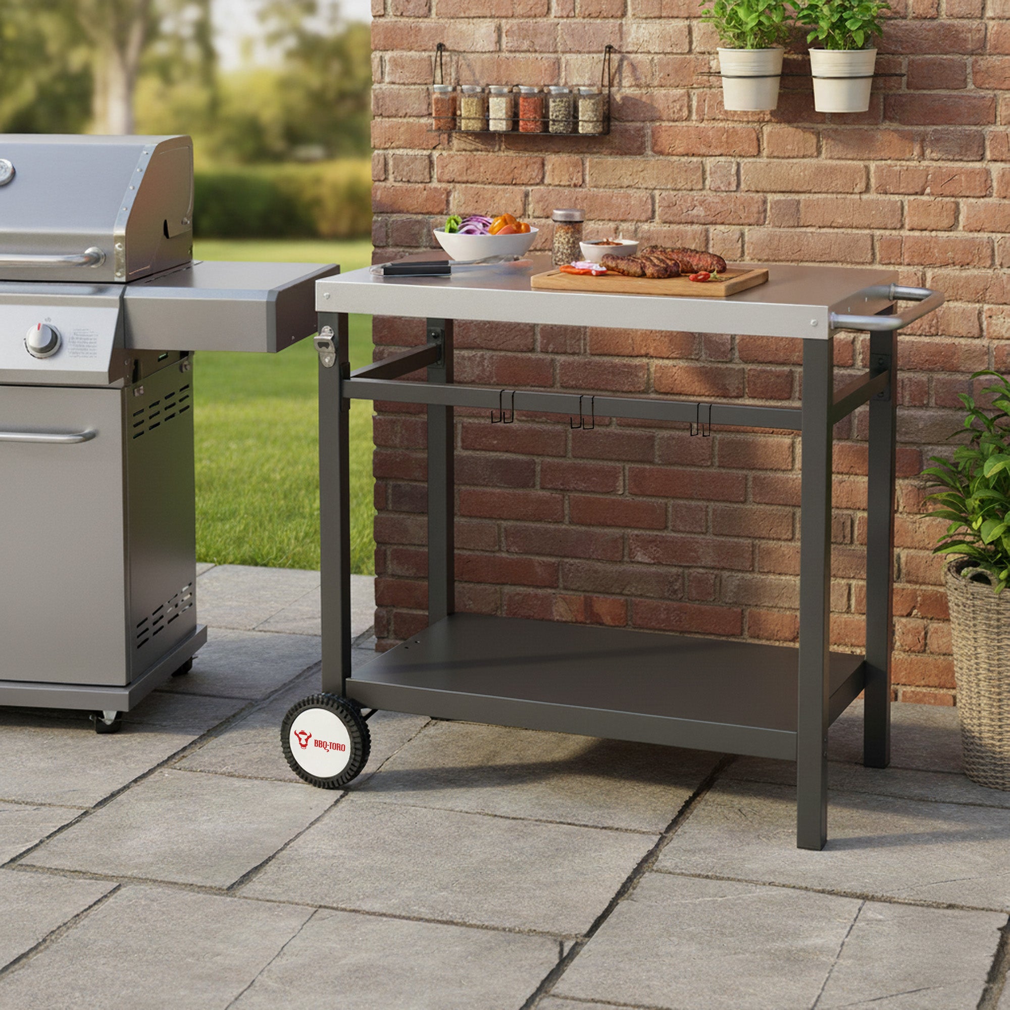 Chariot de barbecue, 85 x 50 x 81 cm, table d'appoint