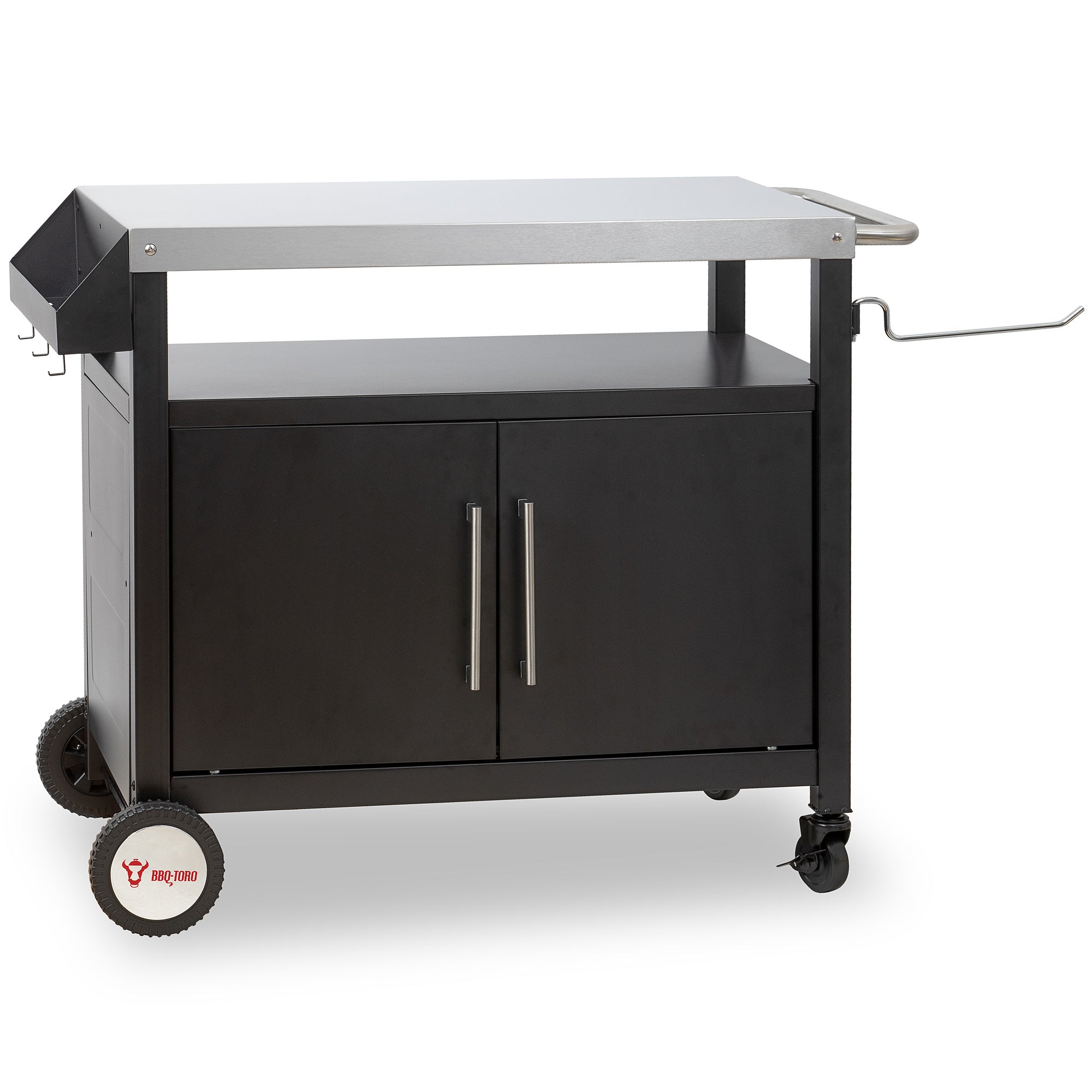 Chariot de barbecue, argent/noir, 103,5 x 59 x 81 cm, comprenant un grand plan de travail