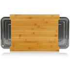 Planche à découper en bambou, 41 x 30 x 4 cm, avec bac récupérateur de graisse