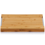 Planche à découper en bambou, 41 x 30 x 4 cm, avec bac récupérateur de graisse