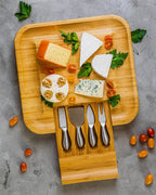 Planche à fromage en bambou, 36 x 34 x 5 cm, couteau à fromage inclus