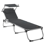 Chaise longue de camping en aluminium, avec auvent