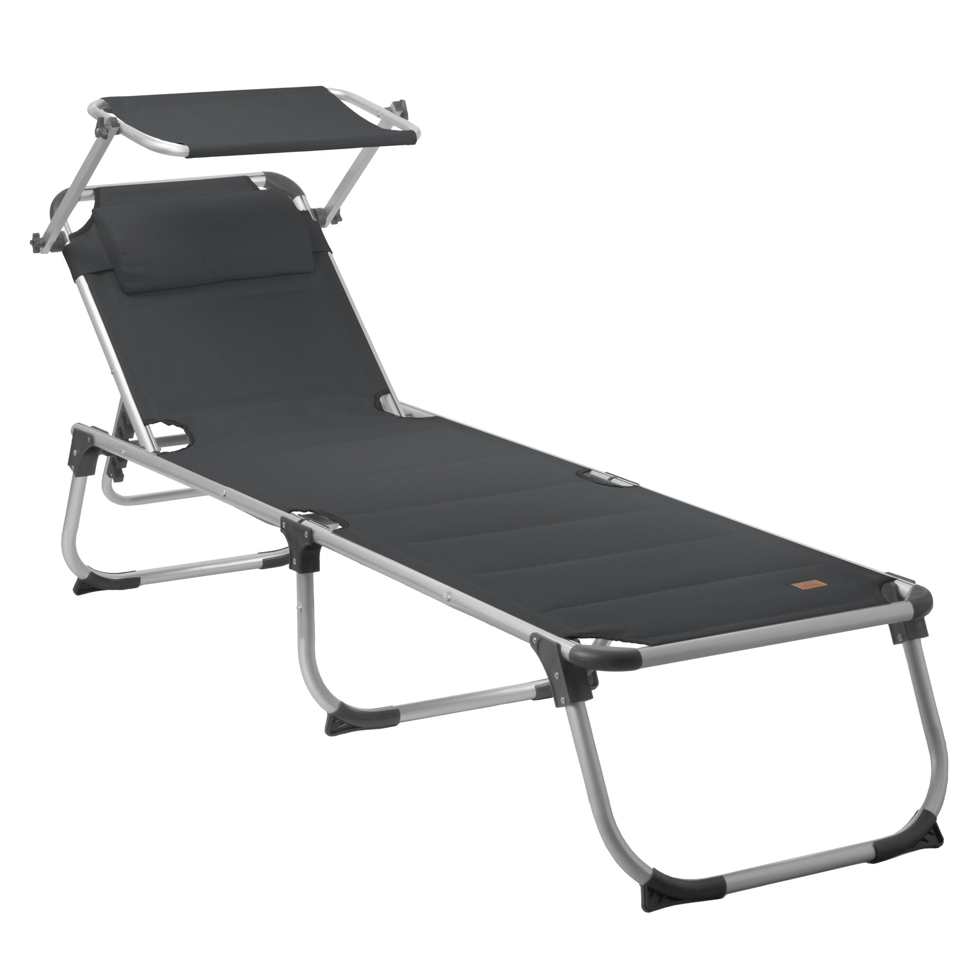 Sun lounger, including canopy, aluminum camping lounger