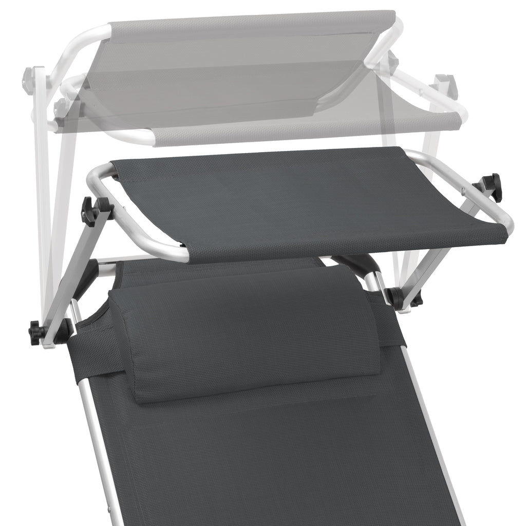 Sun lounger, including canopy, aluminum camping lounger