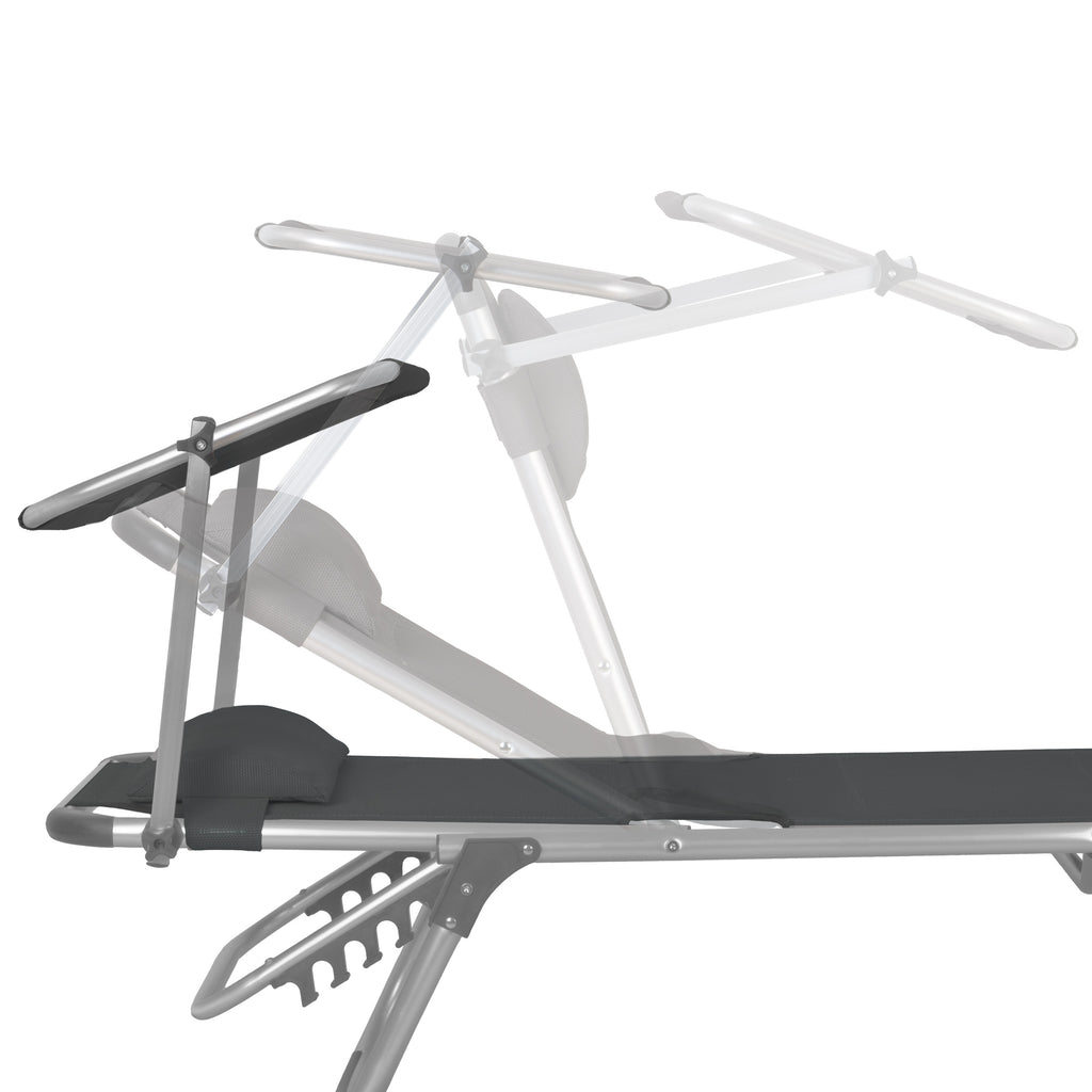 Sun lounger, including canopy, aluminum camping lounger