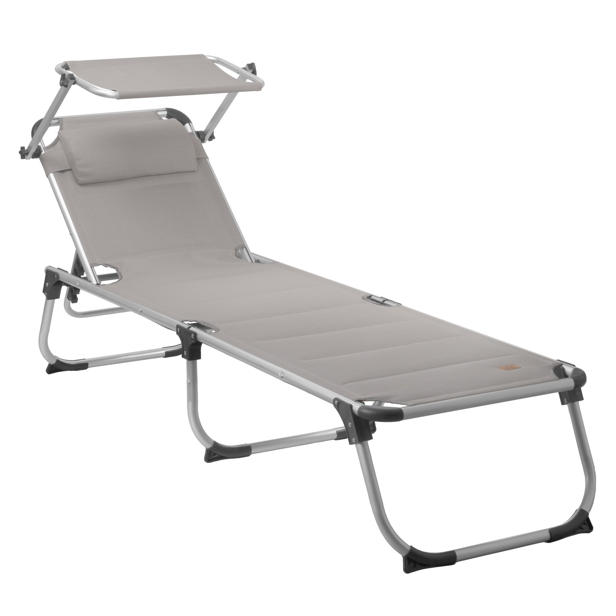 Sun lounger, including canopy, aluminum camping lounger