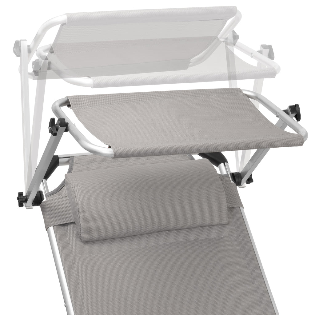 Sun lounger, including canopy, aluminum camping lounger