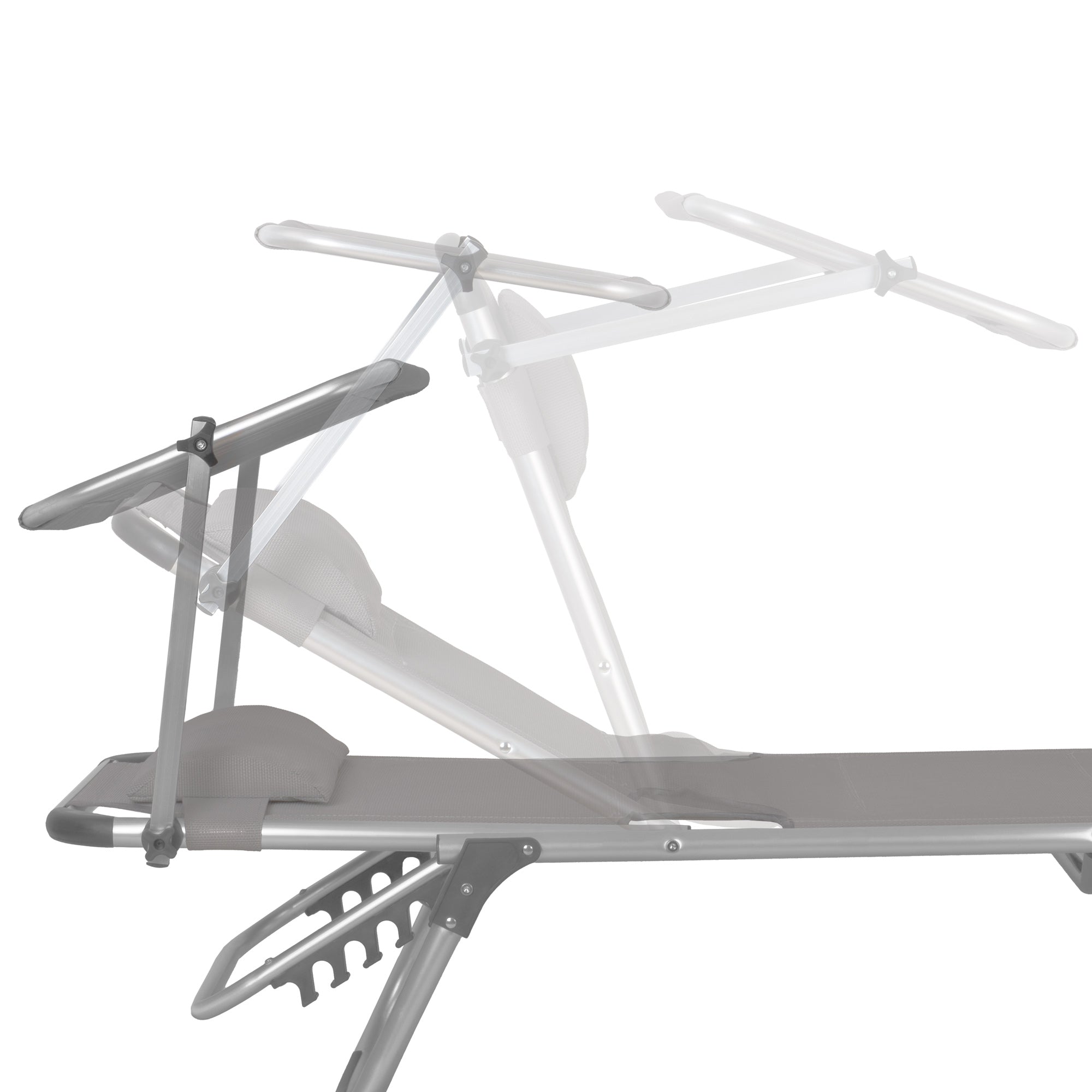Sun lounger, including canopy, aluminum camping lounger