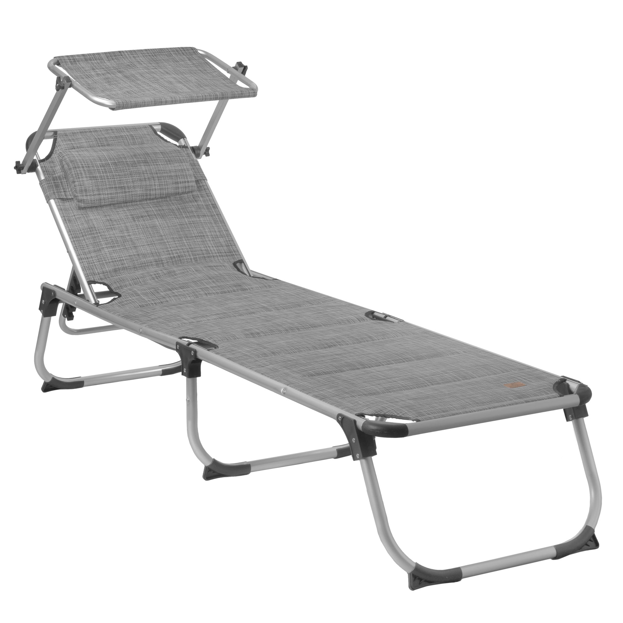 Sun lounger, including canopy, aluminum camping lounger