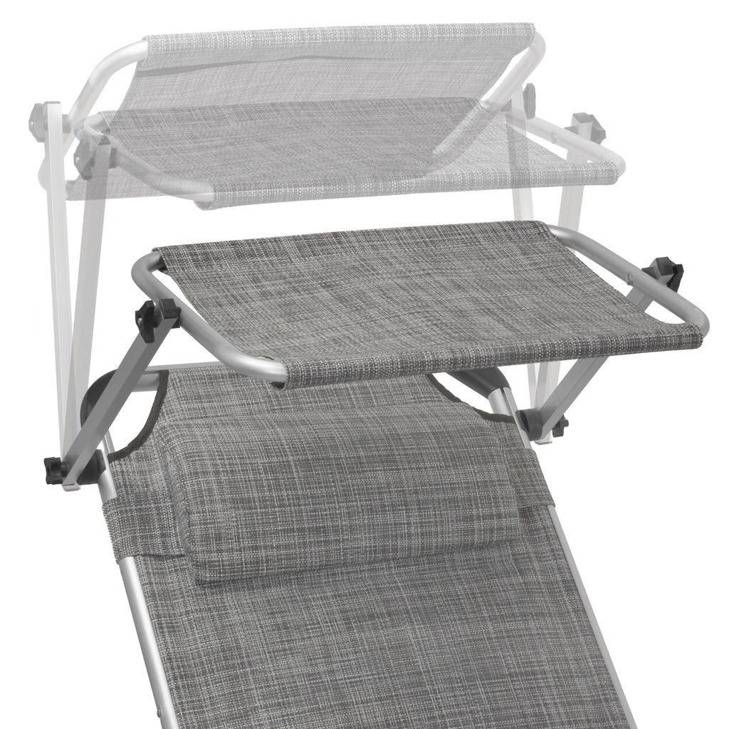 Sun lounger, including canopy, aluminum camping lounger