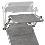 Chaise longue de camping en aluminium, avec auvent