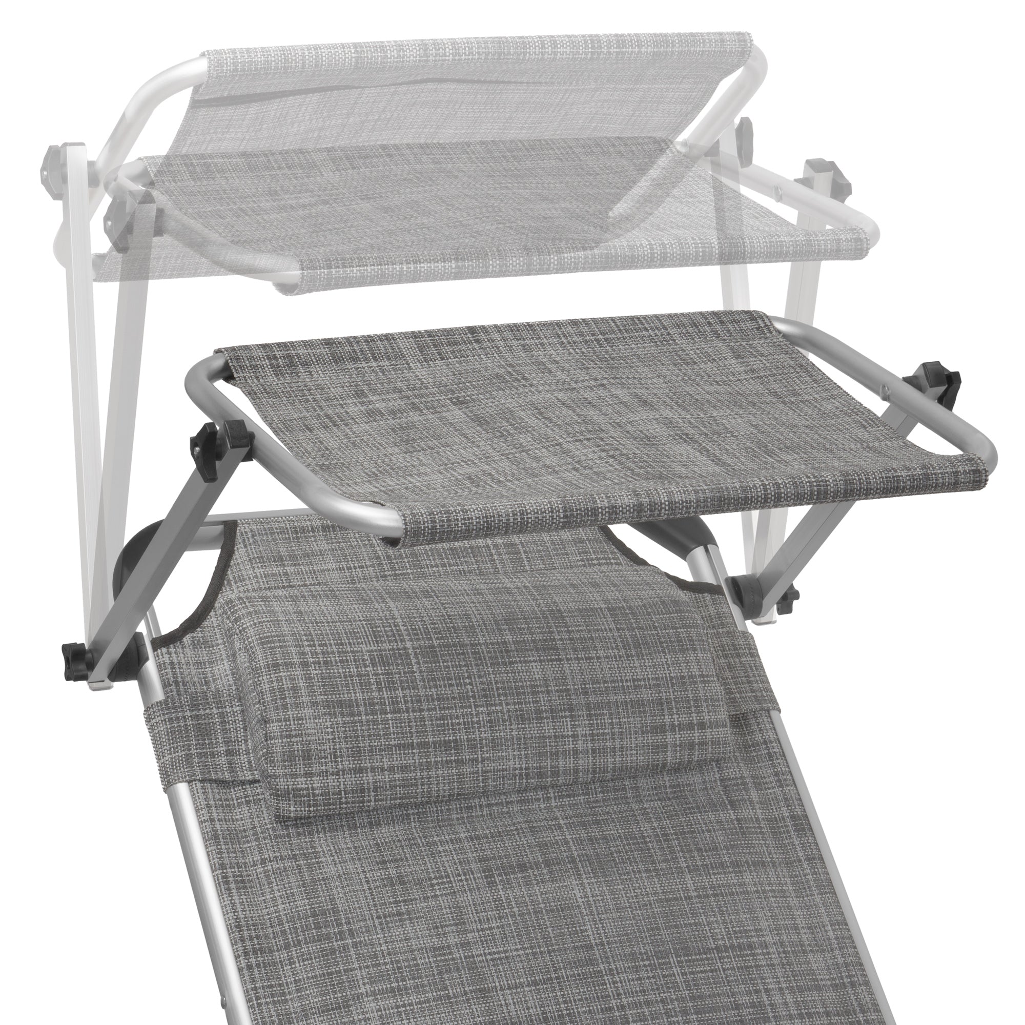 Sun lounger, including canopy, aluminum camping lounger