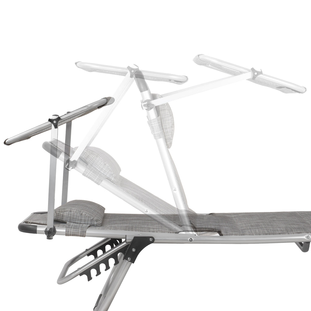 Sun lounger, including canopy, aluminum camping lounger